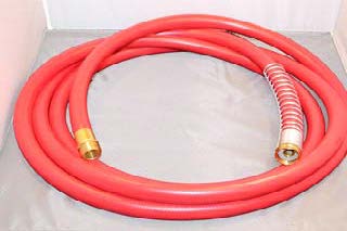 INJ-676 - Heavy-duty red output hose with kink protector & brass fittings, 15'. For Philadelphia Scientific INJ-HCT after May 2011, S/N above 20111923