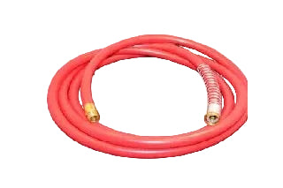 INJ-676 - Heavy-duty red output hose with kink protector & brass fittings, 15'. For Philadelphia Scientific INJ-HCT after May 2011, S/N above 20111923